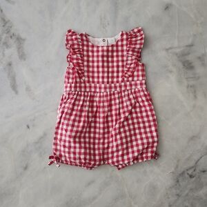 Nordstrom Red and White Checkered Baby Romper
